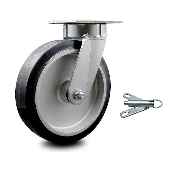 8 Inch Kingpinless Rubber on Aluminum Wheel Swivel Caster with Swivel Lock SCC